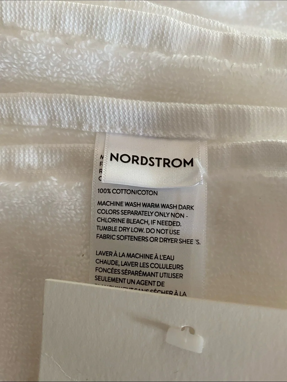 Nordstrom White Cotton Hand Towels - Set of Two